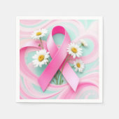 Pink Ribbon and Daisies Breast Cancer Awareness Servet (Voorkant)
