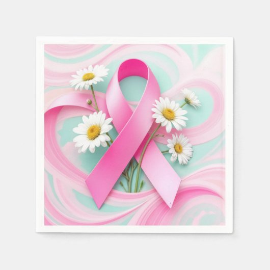 Pink Ribbon and Daisies Breast Cancer Awareness Servet (Voorkant)