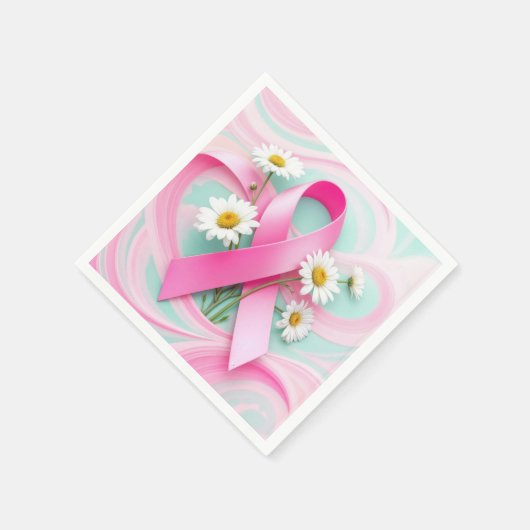 Pink Ribbon and Daisies Breast Cancer Awareness Servet (Hoek)