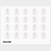 Pink Ribbon Angel Ronde Sticker (Vel)