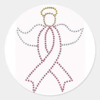 Pink Ribbon Angel Ronde Sticker