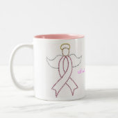 Pink Ribbon Angel Tweekleurige Koffiemok (Links)