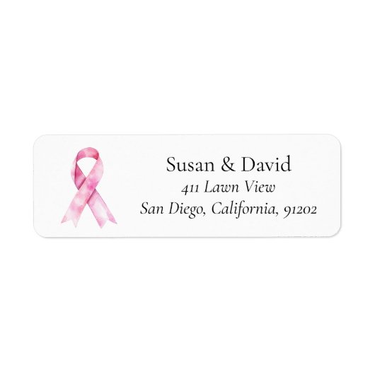 Pink Ribbon Awareness Support & Cause Etiket (Voorkant)