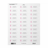 Pink Ribbon Awareness Support & Cause Etiket (Full Sheet)