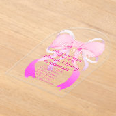 Pink Ribbon Baby shower Arch Acryl Uitnodigingen (Laagn)