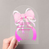 Pink Ribbon Baby shower Arch Acryl Uitnodigingen (Insitu (Draagbaar))