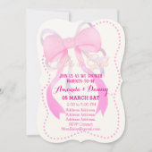 Pink Ribbon Baby shower Feestdagenkaart (Voorkant)