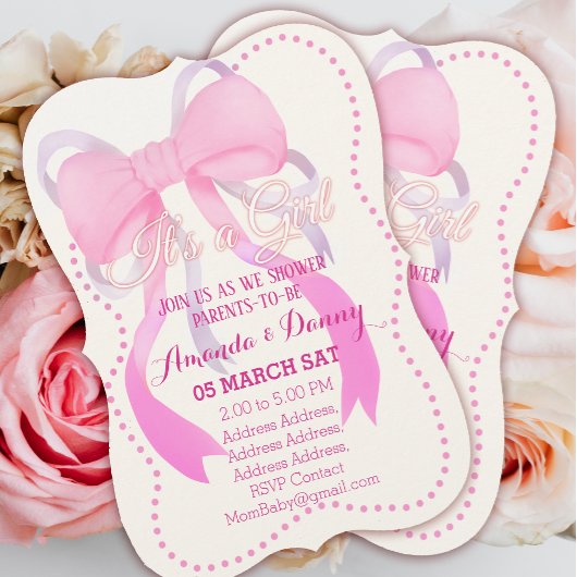 Pink Ribbon Baby shower Feestdagenkaart