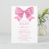 Pink Ribbon Baby shower Kaart (Staand voorkant)