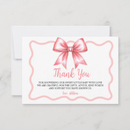 Pink Ribbon Baby Shower Thank You Card Bedankkaart