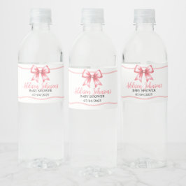 Pink Ribbon Baby Shower Water Bottle Label Waterfles Etiket