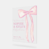 Pink Ribbon Baby shower Welkomstbord Acryl Bord (Hoek)