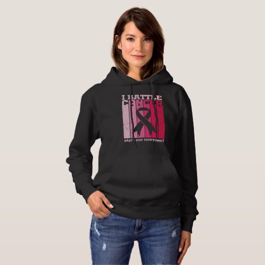 Pink Ribbon Battle Cancer Survivor Support Warrior Hoodie (Voorkant volledig)