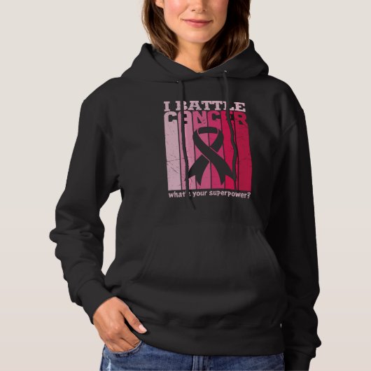 Pink Ribbon Battle Cancer Survivor Support Warrior Hoodie (Voorkant)