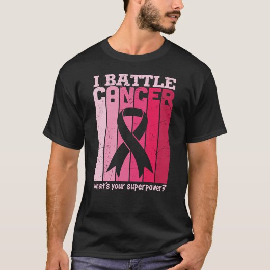Pink Ribbon Battle Cancer Survivor Support Warrior T-shirt (Voorkant)