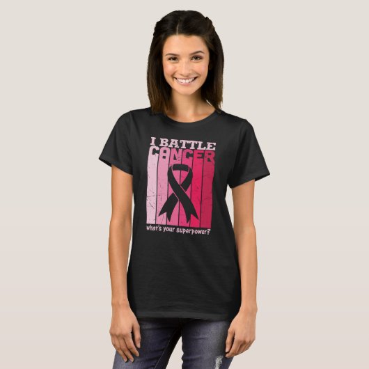 Pink Ribbon Battle Cancer Survivor Support Warrior T-shirt (Voorkant volledig)