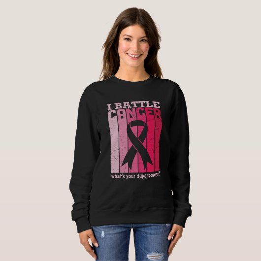 Pink Ribbon Battle Cancer Survivor Support Warrior Trui (Voorkant volledig)