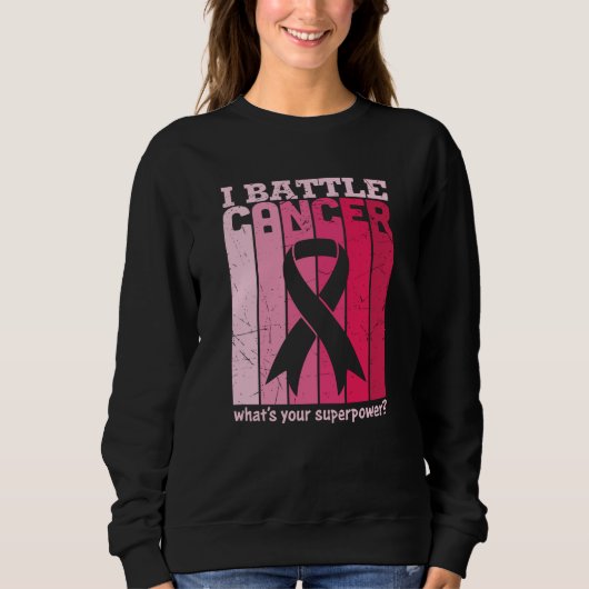 Pink Ribbon Battle Cancer Survivor Support Warrior Trui (Voorkant)