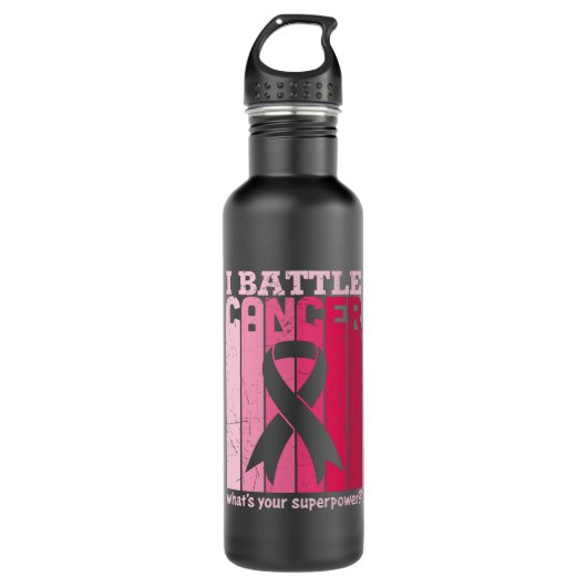 Pink Ribbon Battle Cancer Survivor Support Warrior Waterfles (Voorkant)