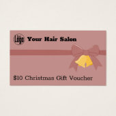 Pink Ribbon Bells $10 Christmas Gift Voucher Kaart (Voorkant)