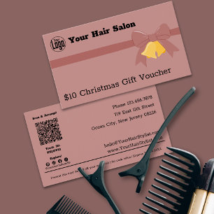 Pink Ribbon Bells $10 Christmas Gift Voucher Kaart