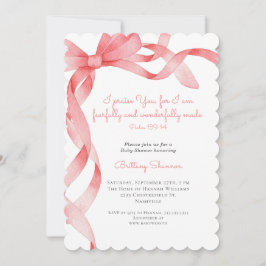 Pink Ribbon Bible Verse Baby shower Invitation Kaart