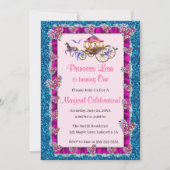 Pink Ribbon Blue Glitter Royal Princess Birthday Kaart (Voorkant)