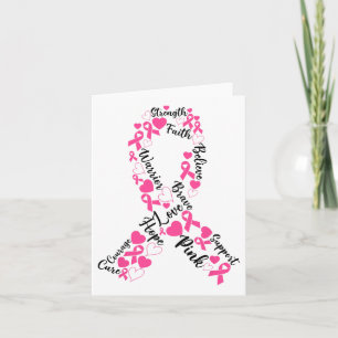 Pink Ribbon Borstkanker Awareness Month Survior Kaart