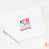 Pink Ribbon Borstkanker Bewustzijn Dank u Vierkante Sticker (Envelop)