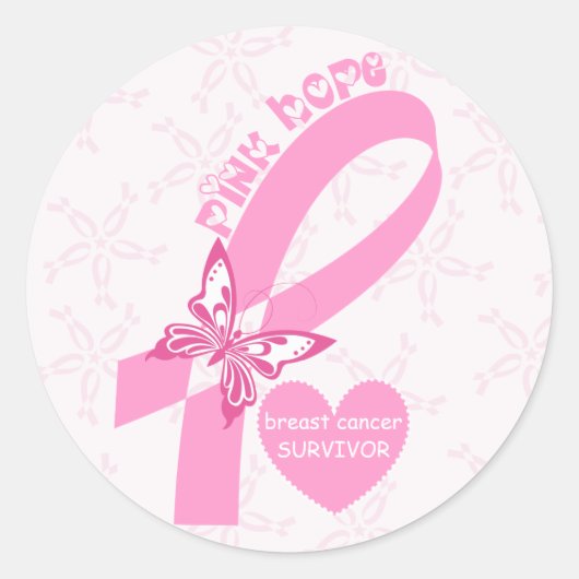 Pink Ribbon Borstkanker Ronde Sticker (Voorkant)
