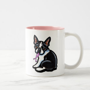 Pink Ribbon Boston Terrier Tweekleurige Koffiemok