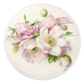 Pink Ribbon Bouquet Keramische Knop (Voorkant)