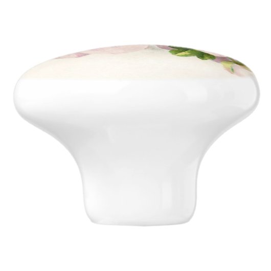 Pink Ribbon Bouquet Keramische Knop (Zijkant)