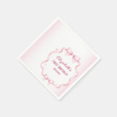 Pink Ribbon Bow First Birthday Square Sticker Servet (Hoek)