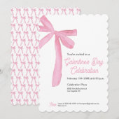Pink Ribbon Bow Galentine's dag Girly modern Kaart (Voorkant / Achterkant)