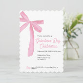 Pink Ribbon Bow Galentine's dag Girly modern Kaart (Staand voorkant)