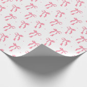 Pink Ribbon Bow Pattern White  Cadeaupapier (Hoek)