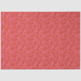 Pink Ribbon Bows on Red Modern Holiday Tissuepapier