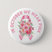 Pink Ribbon Breast Cancer Awareness Button (Voorkant)