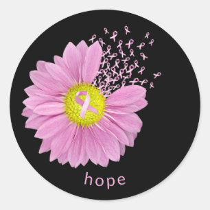 Pink Ribbon Breast Cancer Awareness Daisy Ronde Sticker