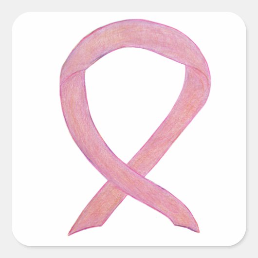 Pink Ribbon Breast Cancer Awareness Decline Sticke Vierkante Sticker (Voorkant)