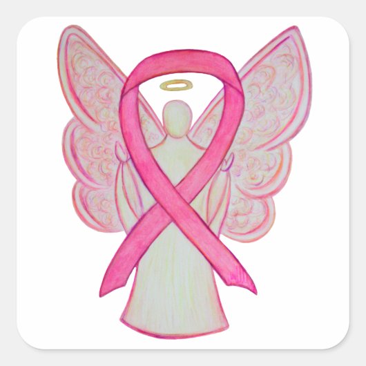 Pink Ribbon Breast Cancer Awareness Decline Sticke Vierkante Sticker (Voorkant)