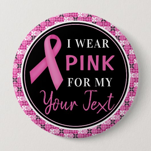 Pink Ribbon Breast Cancer Awareness Design Ronde Button 4,0 Cm (Voorkant)
