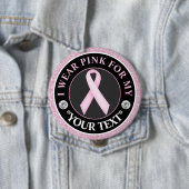 Pink Ribbon Breast Cancer Awareness Design Ronde Button 4,0 Cm (In situ)