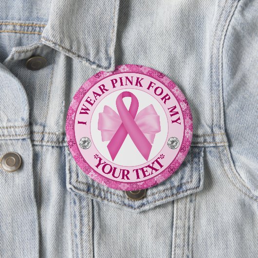 Pink Ribbon Breast Cancer Awareness Design Ronde Button 4,0 Cm (In situ)