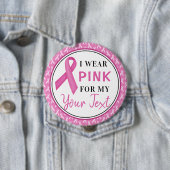 Pink Ribbon Breast Cancer Awareness Design Ronde Button 4,0 Cm (In situ)