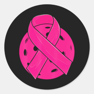 Pink Ribbon Breast Cancer Awareness Pickleball Ronde Sticker