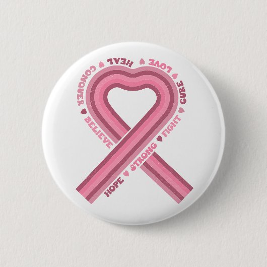 Pink Ribbon Breast Cancer Awareness Retro Ronde Button 5,7 Cm (Voorkant)