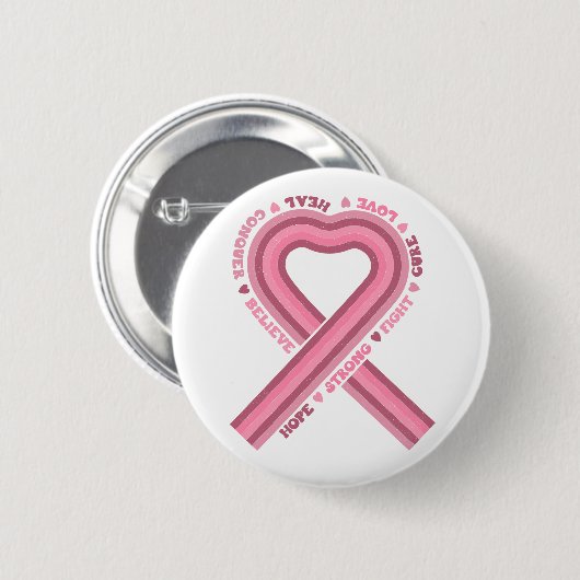 Pink Ribbon Breast Cancer Awareness Retro Ronde Button 5,7 Cm (Voorkant /achterkant)