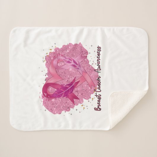 Pink Ribbon Breast Cancer Awareness Sherpa Deken (Voorkant (horizontaal))